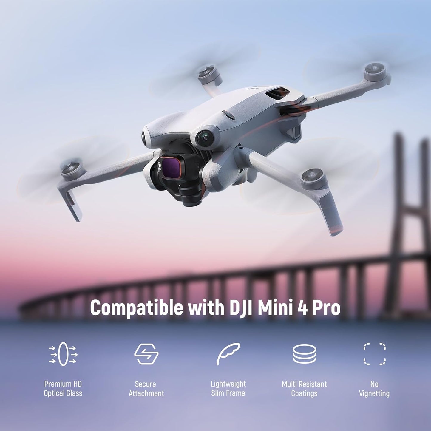 NEEWER ND & CPL Filter Set for DJI Mini 4 Pro (ND16, ND64, ND256 & CPL)