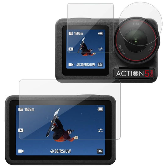 DJI Osmo Action 5 Pro Tempered Glass Screen Protector (Lens + Front Screen + Rear Screen)
