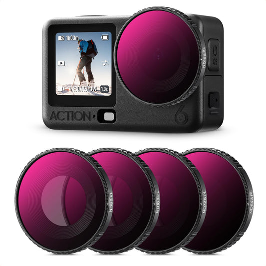 K&F CONCEPT ND/PL Filter Kit for DJI Osmo Action 6 (ND8/PL, ND16/PL, ND32/PL & ND64/PL)