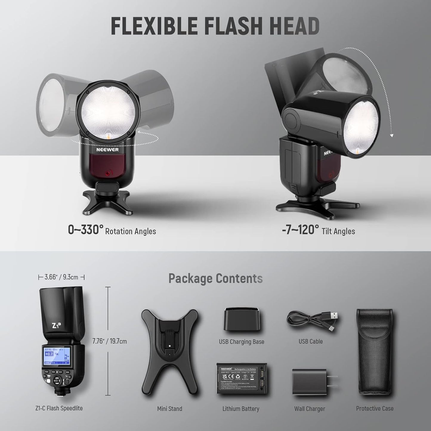 NEEWER Z1 TTL Round Head Flash (CANON) with QPRO Trigger