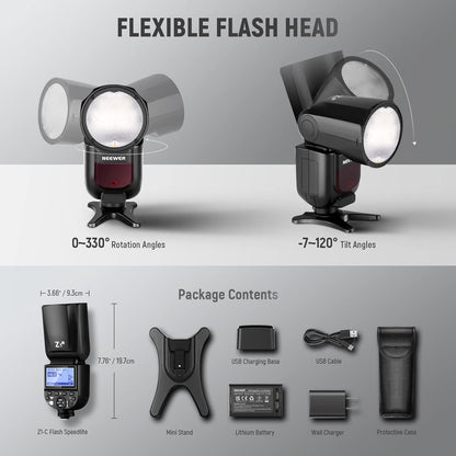 NEEWER Z1 TTL Round Head Flash (CANON) with QPRO Trigger